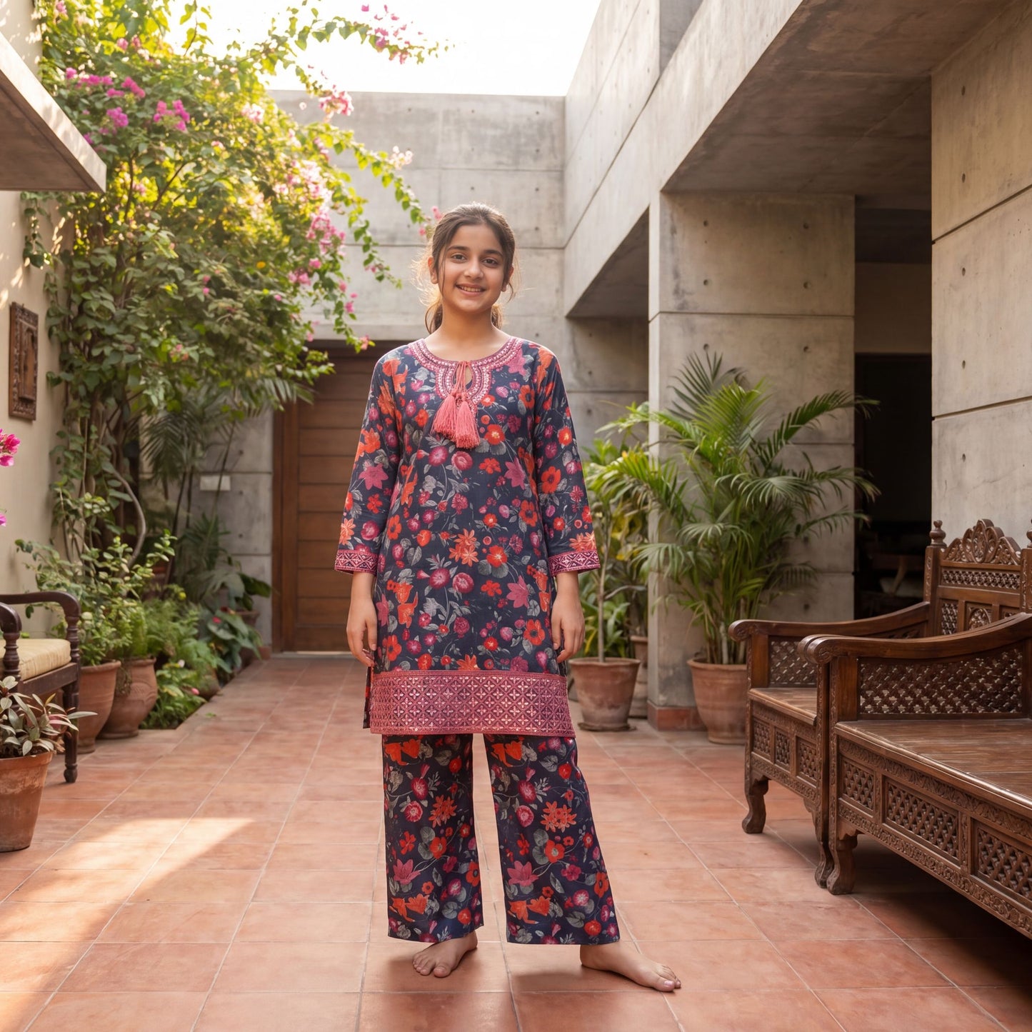 INAYA β2 Piece Premium Printed & Embroidered Floral Lawn Set