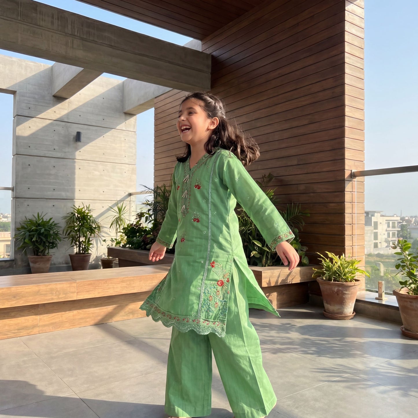 ZAYNAH β2 Piece Premium Embroidered Lime Lawn Set