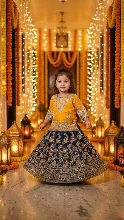MINAL-Sunshine Gold  Festive Lehenga