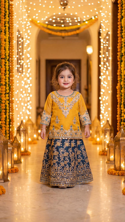 MINAL-Sunshine Gold  Festive Lehenga