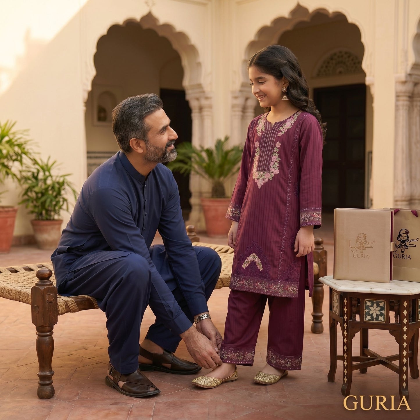 ESHA- Royal Plum Floral Embroidered 2-Piece Set (The Guria Signature)