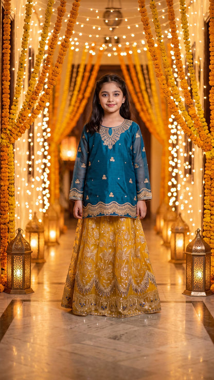 HANIA - Teal & Gold Royal Radiance Festive Lehenga Set