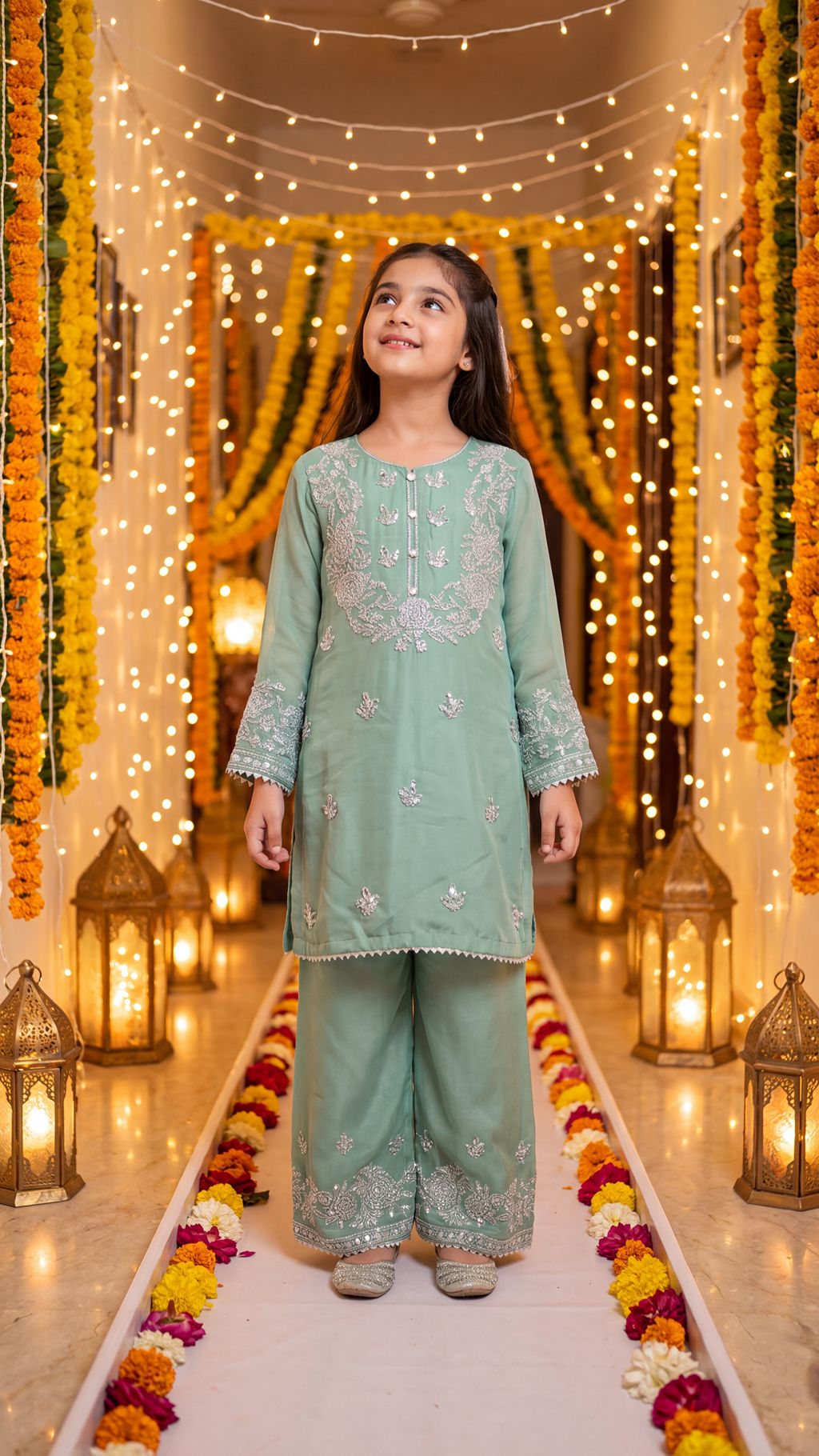 Ayla - Mint Pastel Silver-Embroidered Kurta & Trouser Set