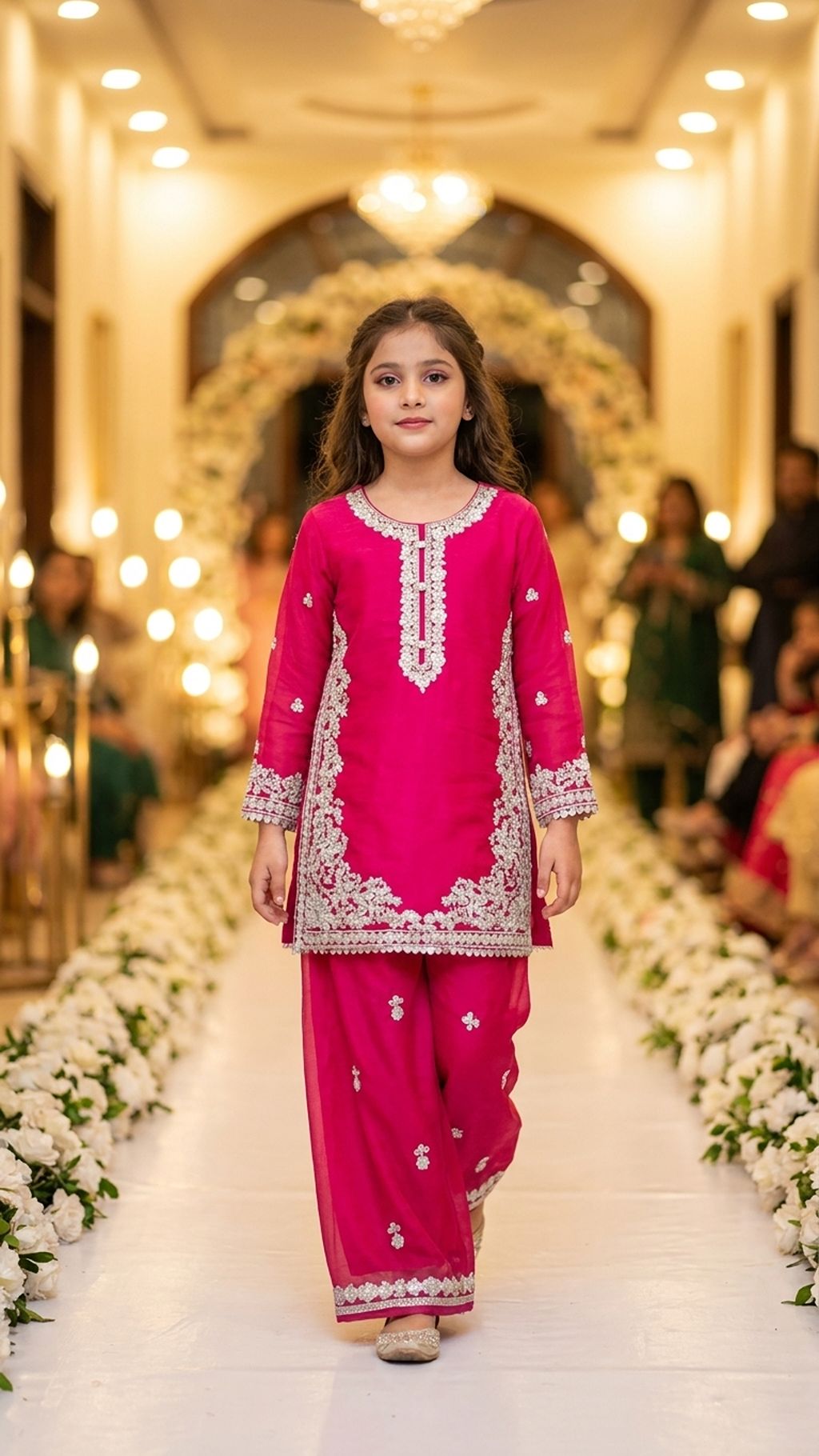 Natasha - Fuchsia Pink Silver-Embroidered Kurta & Trouser Set