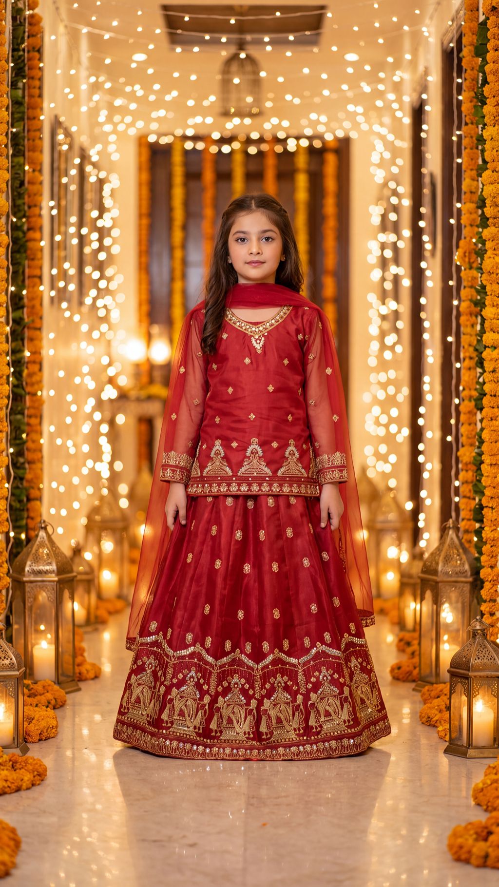 SHANZEH — Crimson Heritage Embroidered Lehenga Choli Set