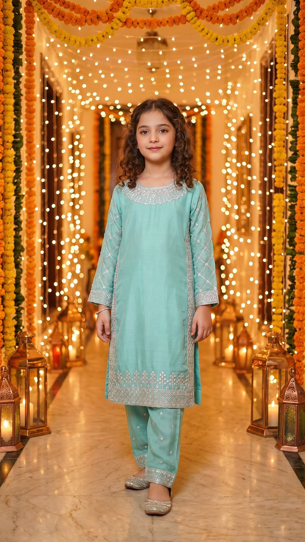 WARDAH-Mint Serenade Embroidered Festive Kurta Set