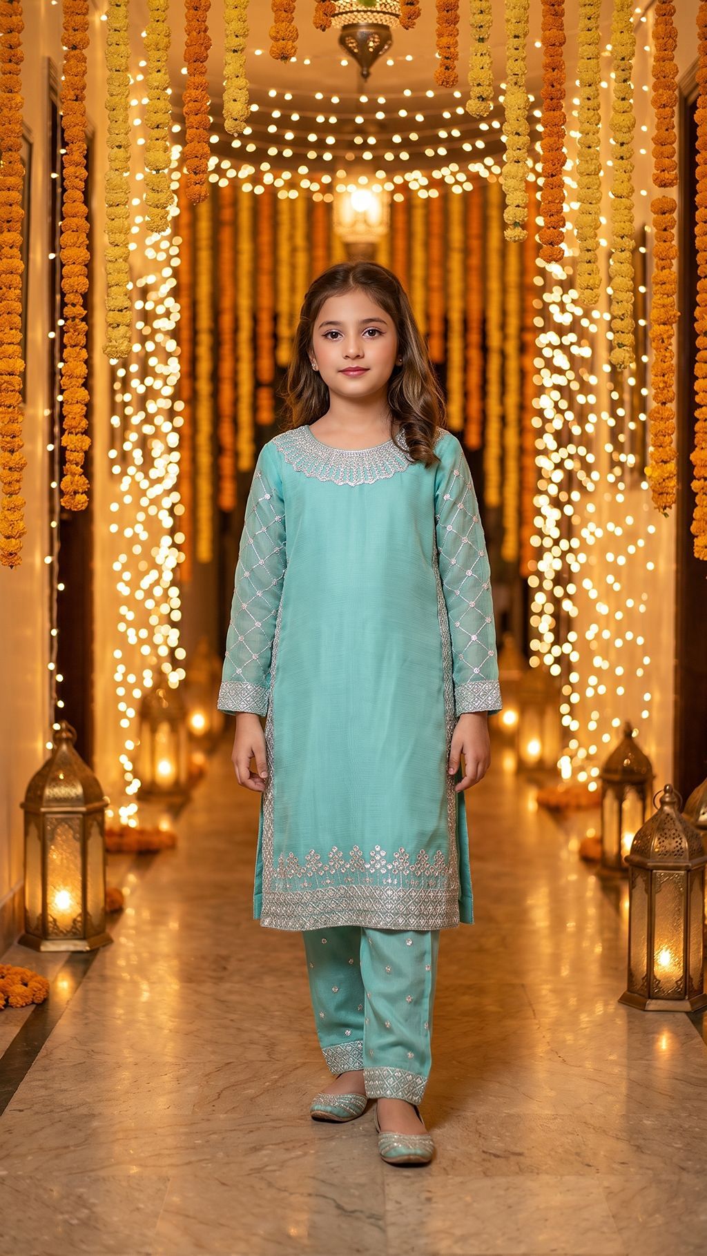 WARDAH-Mint Serenade Embroidered Festive Kurta Set
