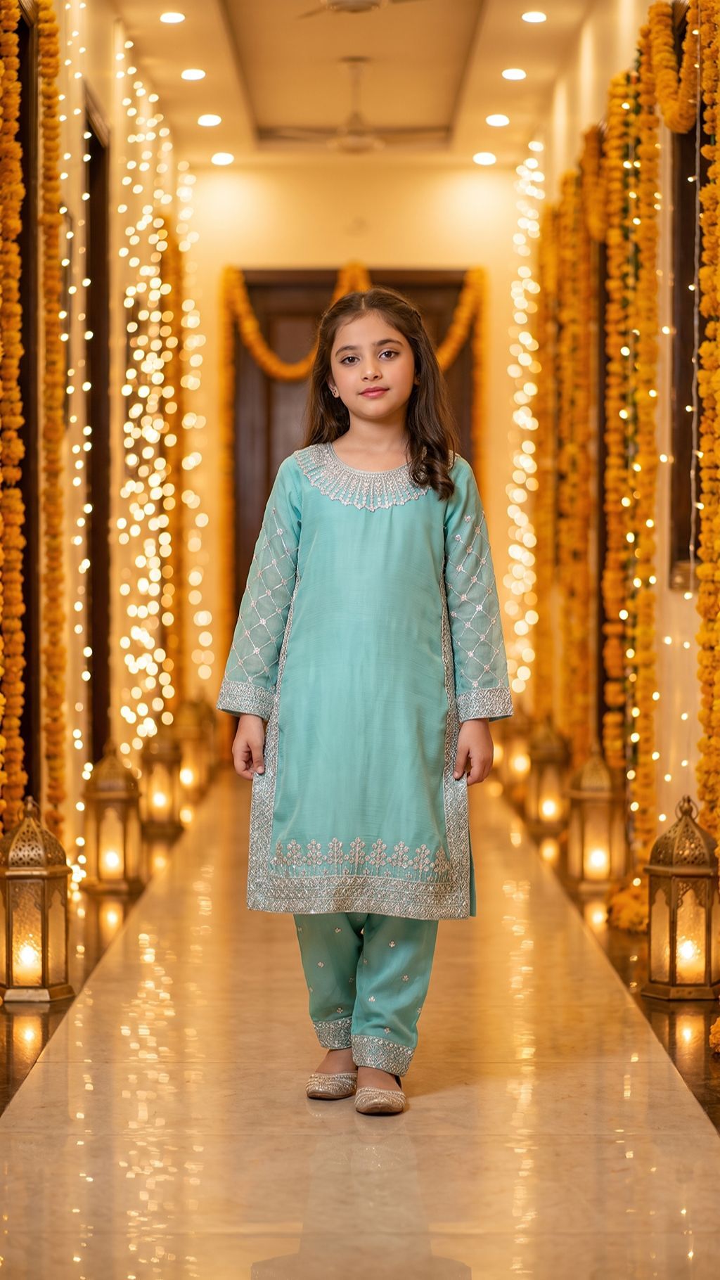 WARDAH-Mint Serenade Embroidered Festive Kurta Set