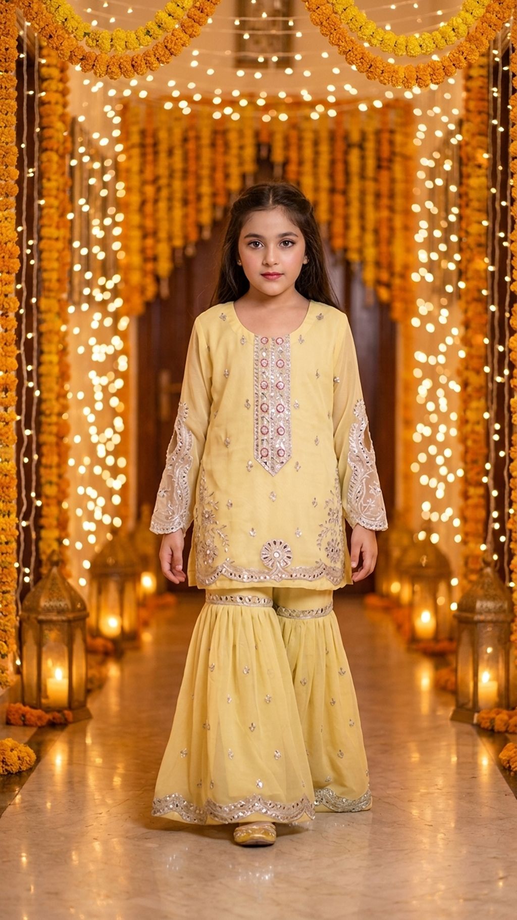 ALIZEH - Sunlit Yellow Embroidered Gharara Set