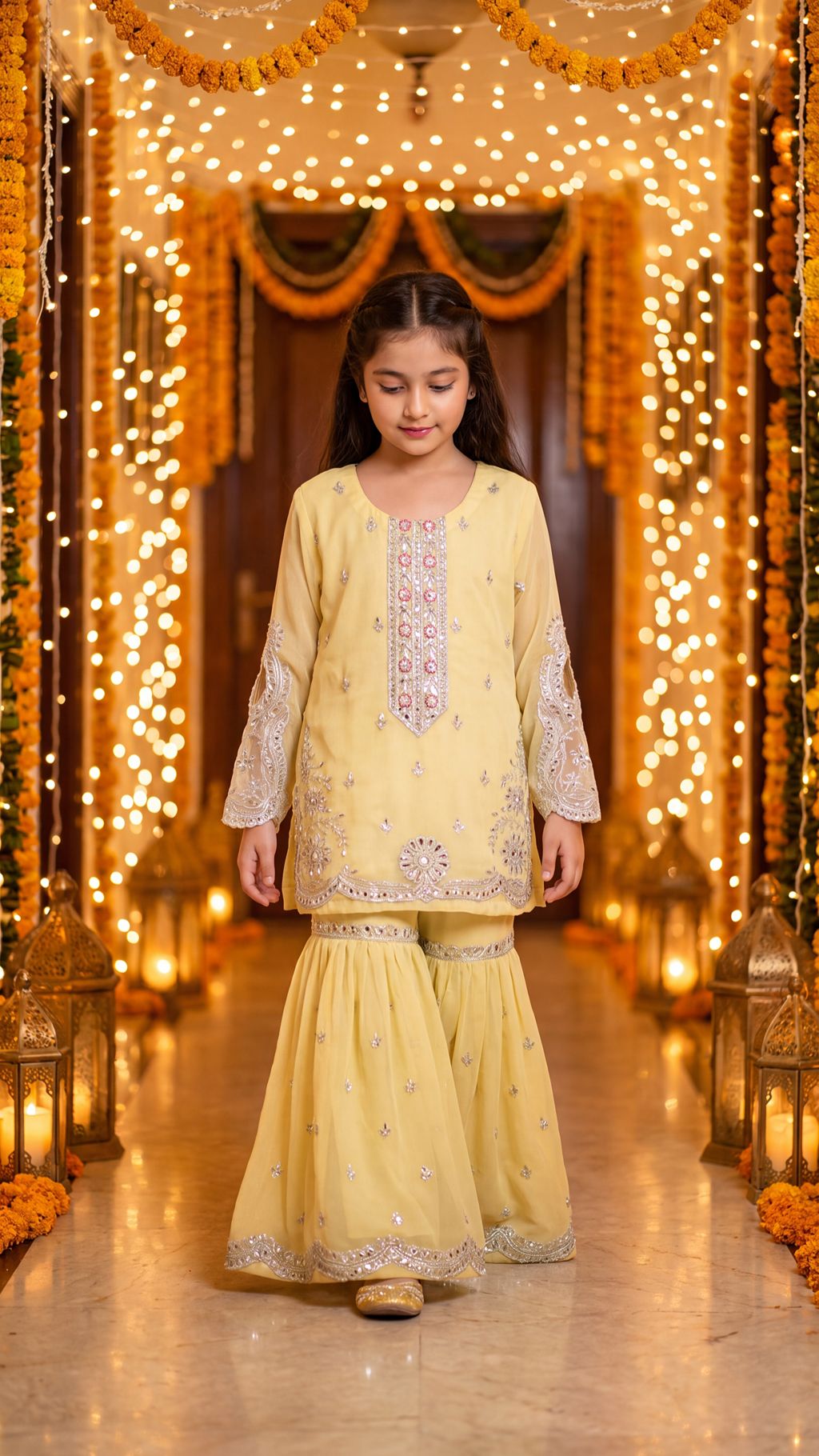 ALIZEH - Sunlit Yellow Embroidered Gharara Set