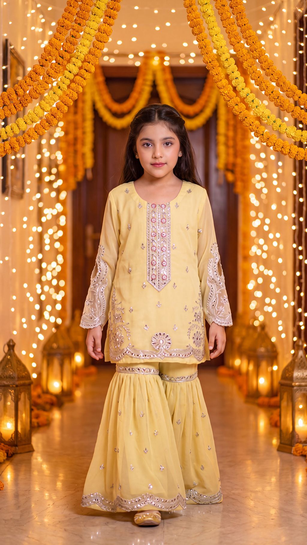 ALIZEH - Sunlit Yellow Embroidered Gharara Set