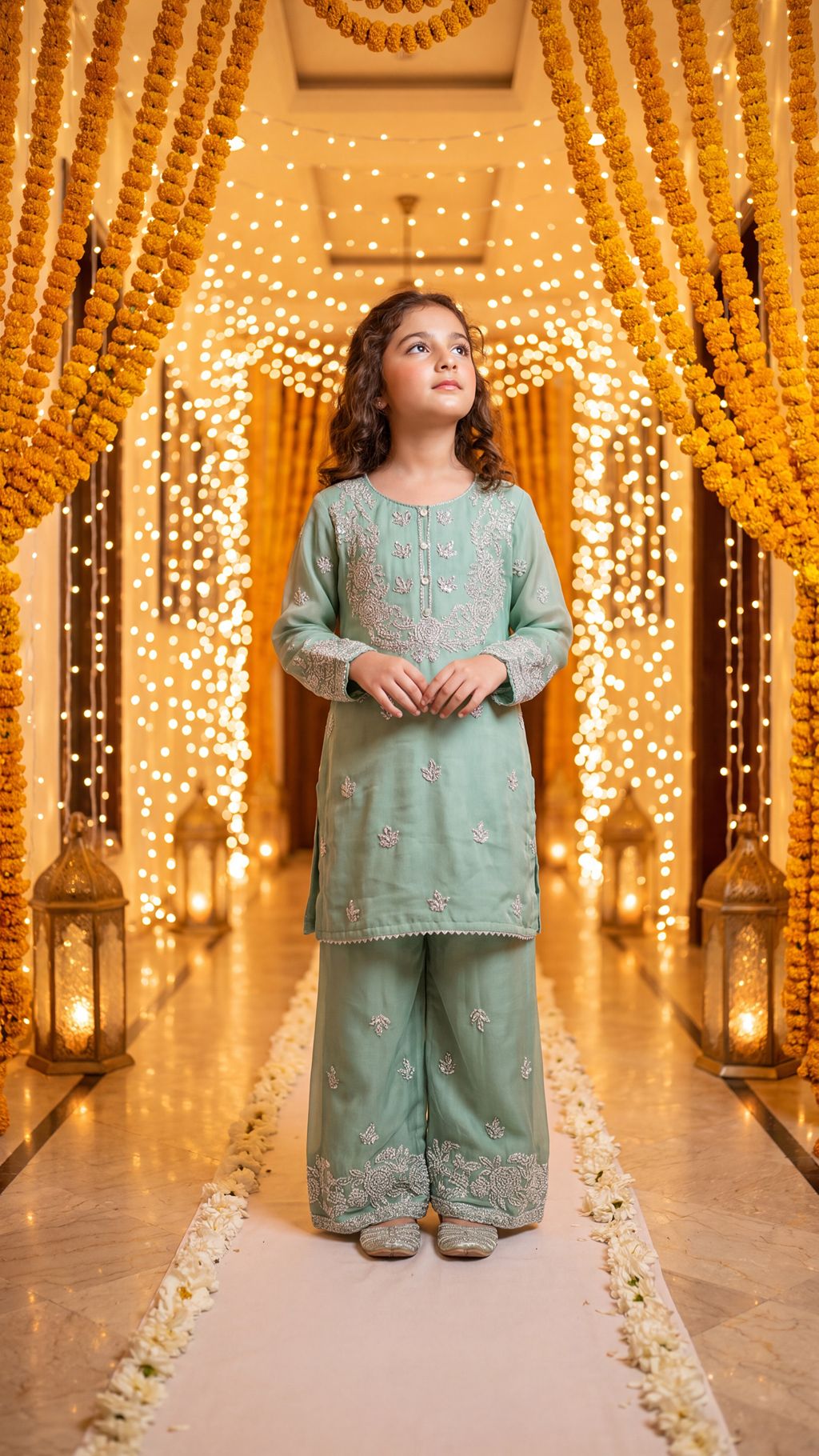 Ayla - Mint Pastel Silver-Embroidered Kurta & Trouser Set