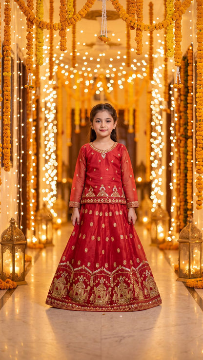 SHANZEH — Crimson Heritage Embroidered Lehenga Choli Set