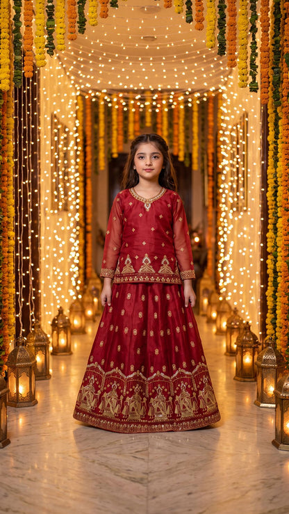 SHANZEH — Crimson Heritage Embroidered Lehenga Choli Set