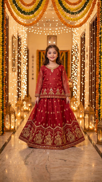 SHANZEH — Crimson Heritage Embroidered Lehenga Choli Set