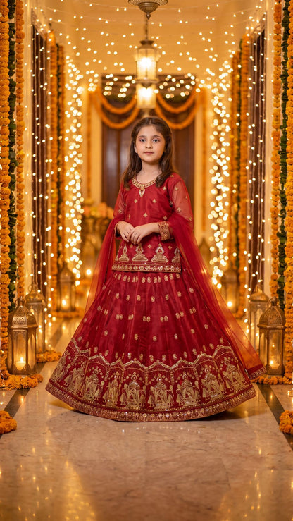 SHANZEH — Crimson Heritage Embroidered Lehenga Choli Set