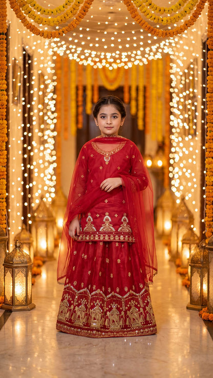 SHANZEH — Crimson Heritage Embroidered Lehenga Choli Set