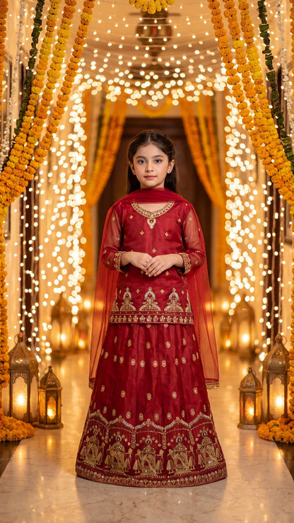 SHANZEH — Crimson Heritage Embroidered Lehenga Choli Set