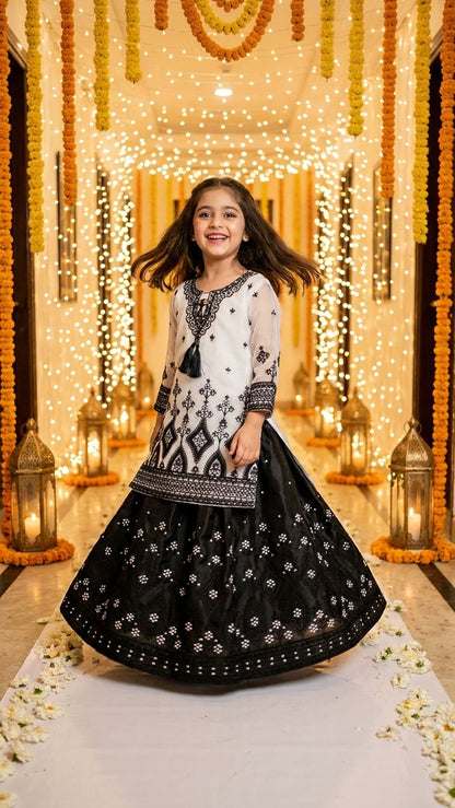 Zainab - Monotone Elegance Embroidered Lehenga Set