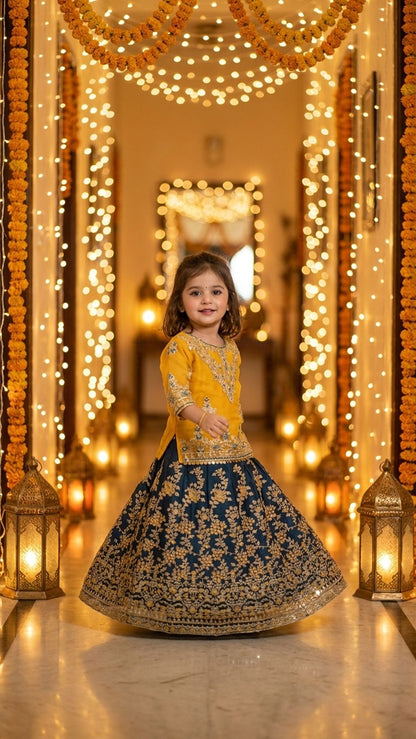 MINAL-Sunshine Gold  Festive Lehenga