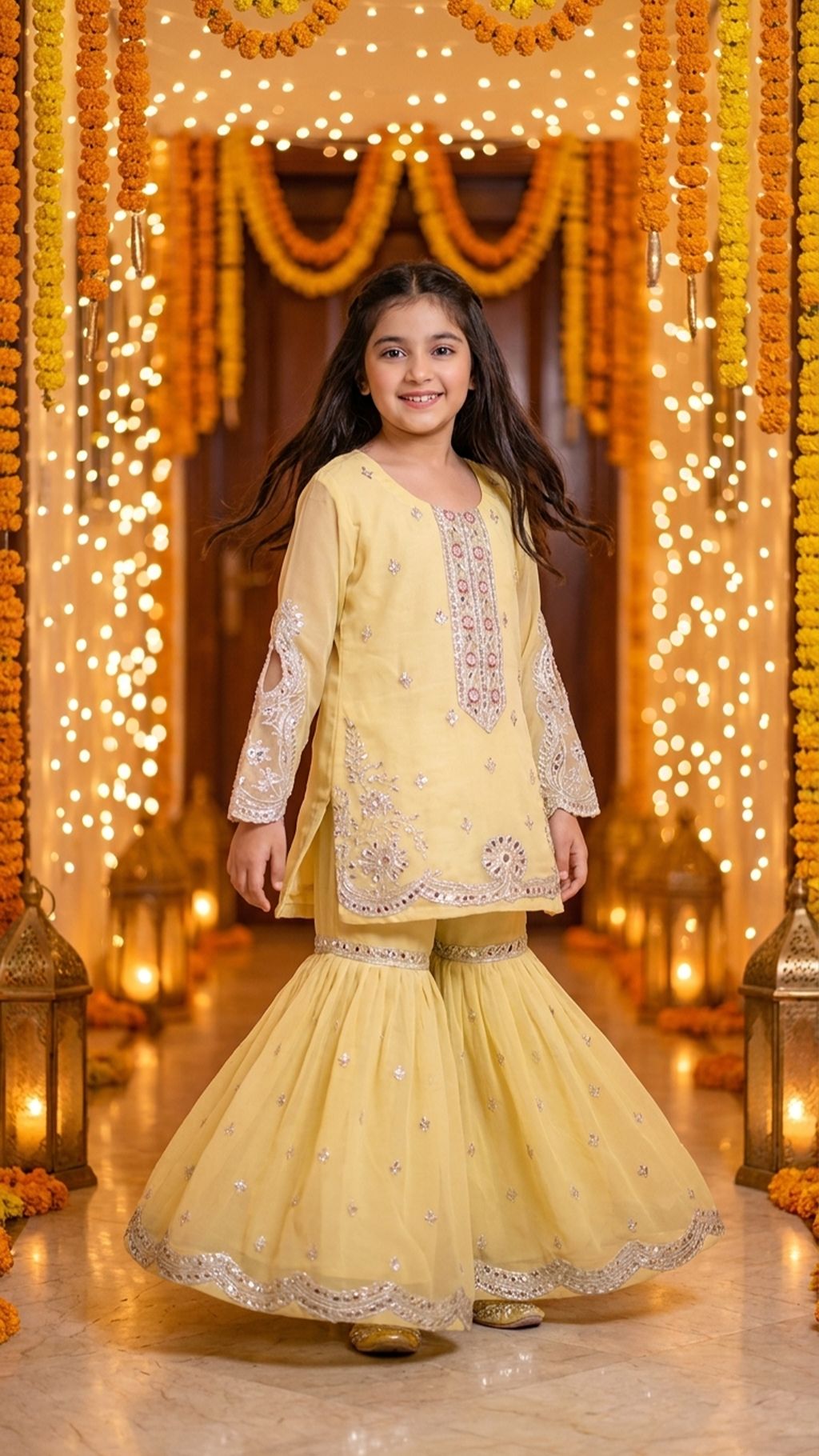ALIZEH - Sunlit Yellow Embroidered Gharara Set