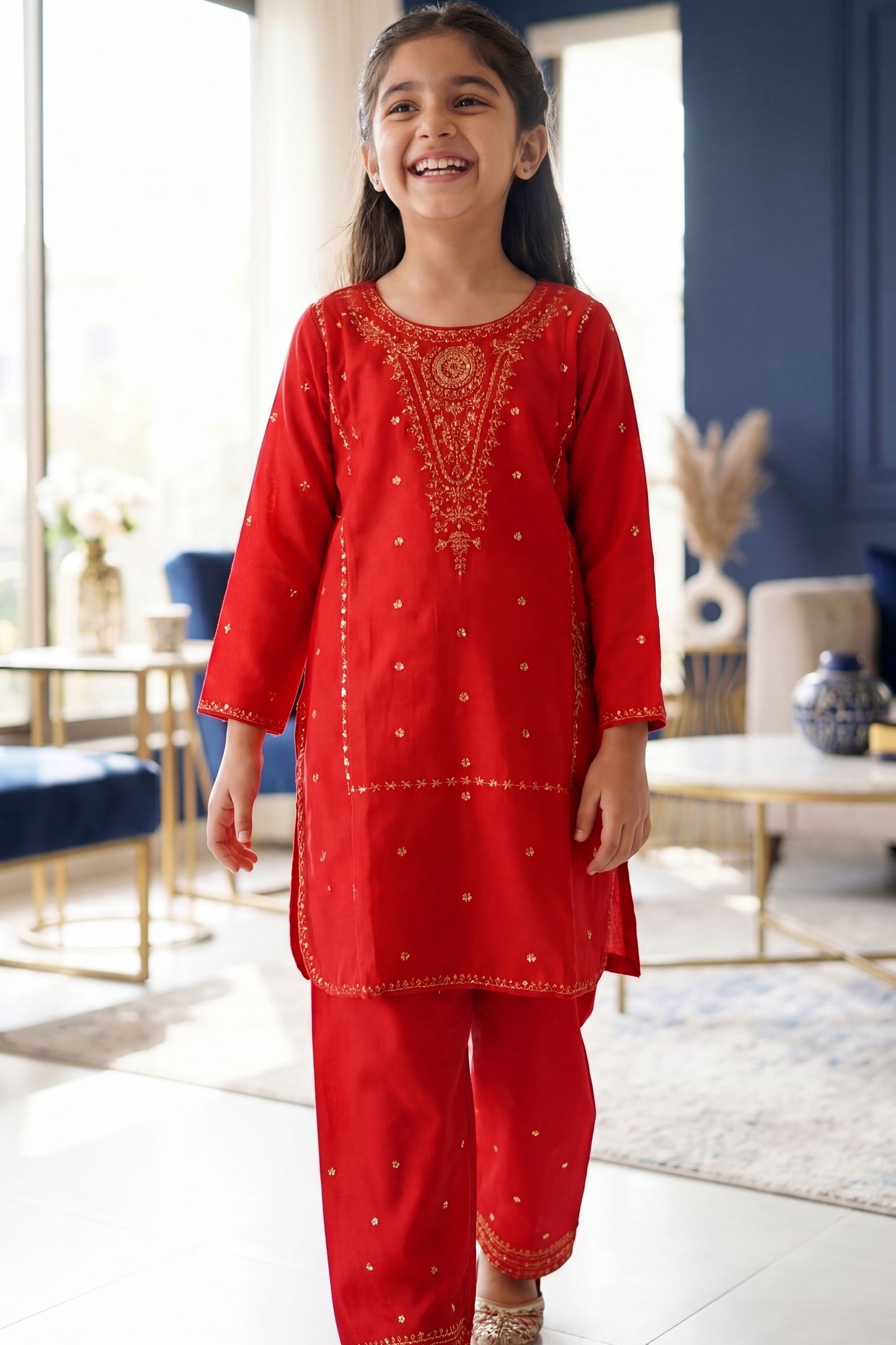 NEW ARRIVAL] NOOR- Crimson Red Embroidered Lawn 2-Piece Suit