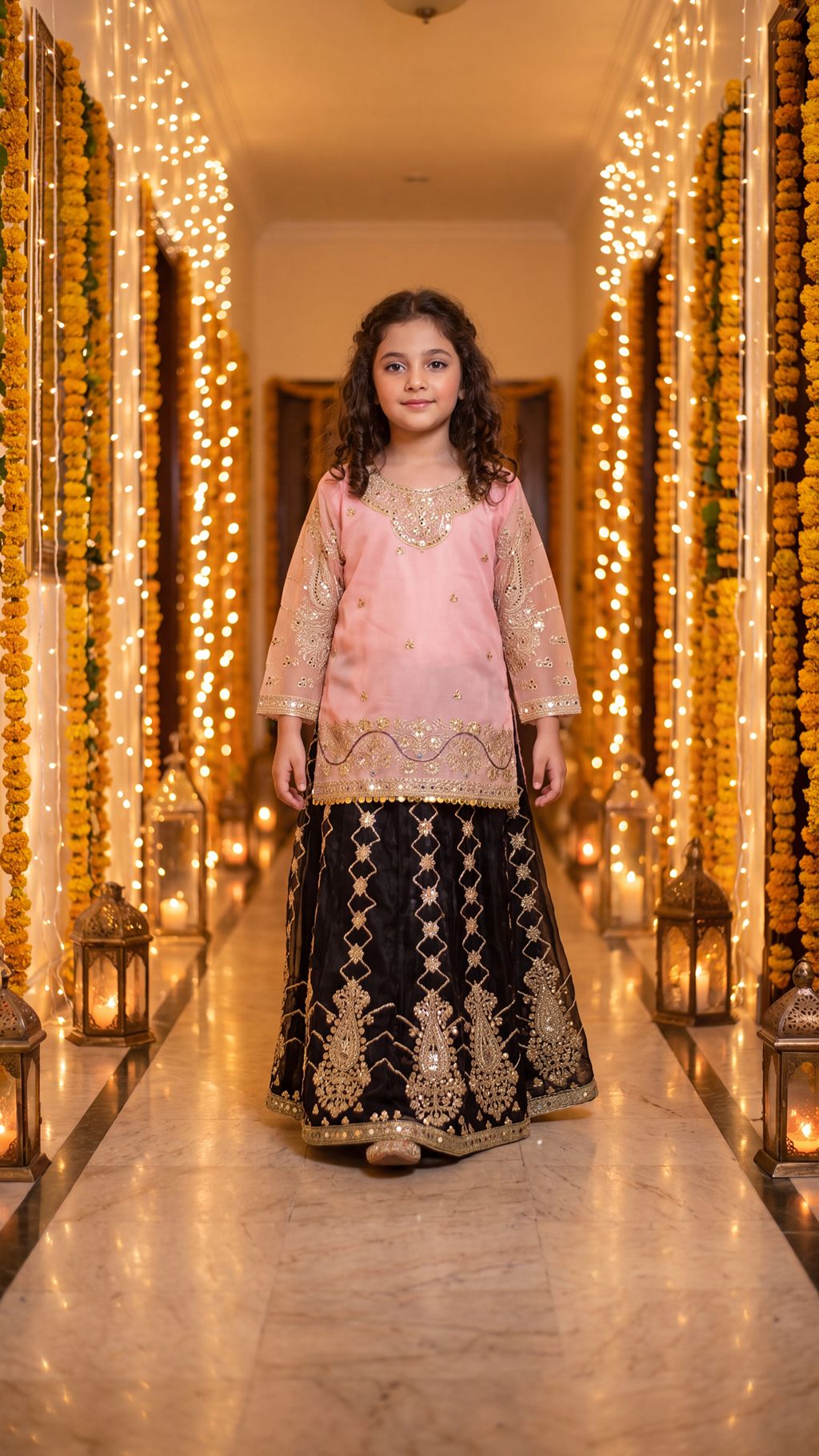 WISHA — Blush & Noir Royal Embroidered Lehenga Set