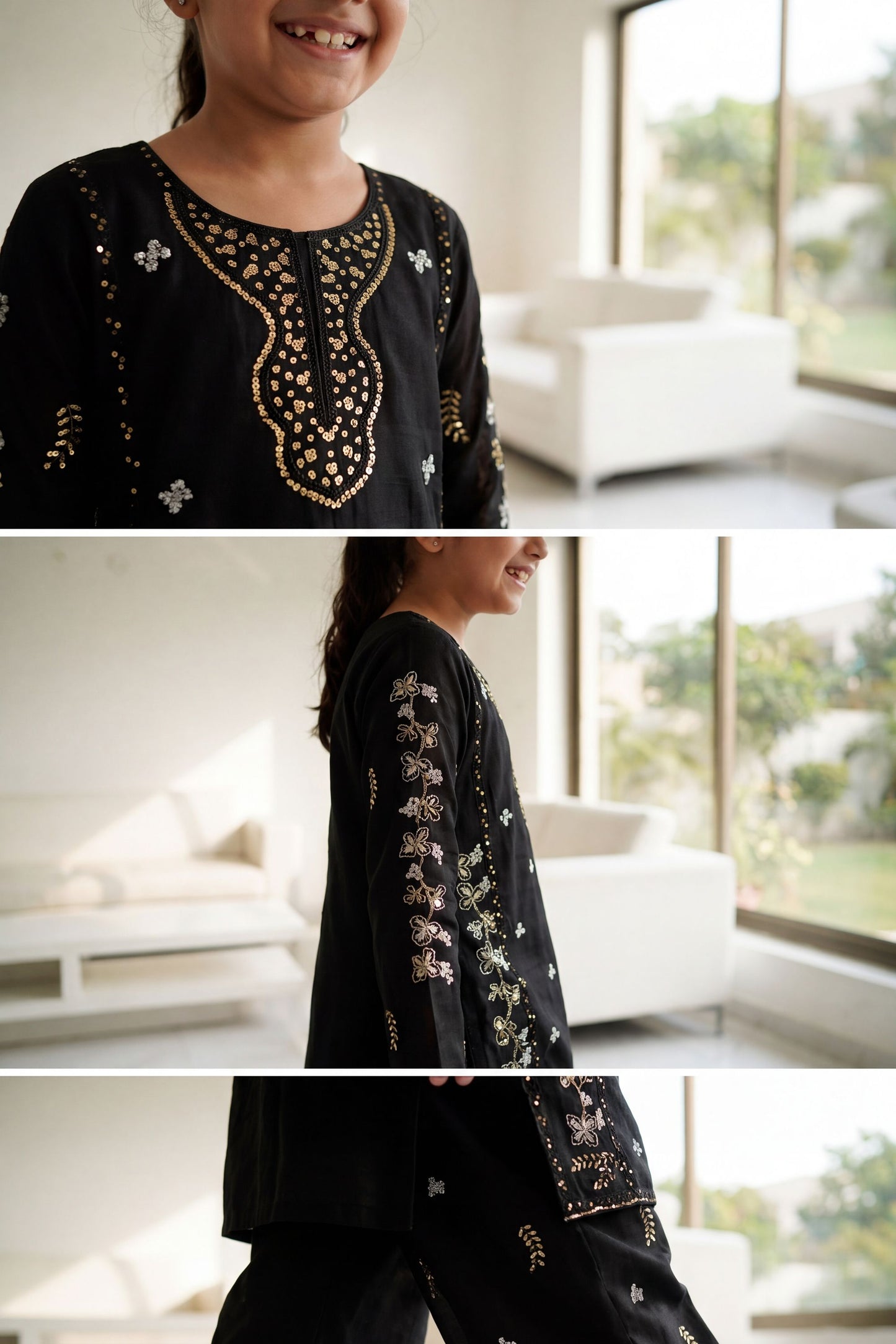 [NEW ARRIVAL] SEHAR -Jet Black Metallic Embroidered 2-Piece
