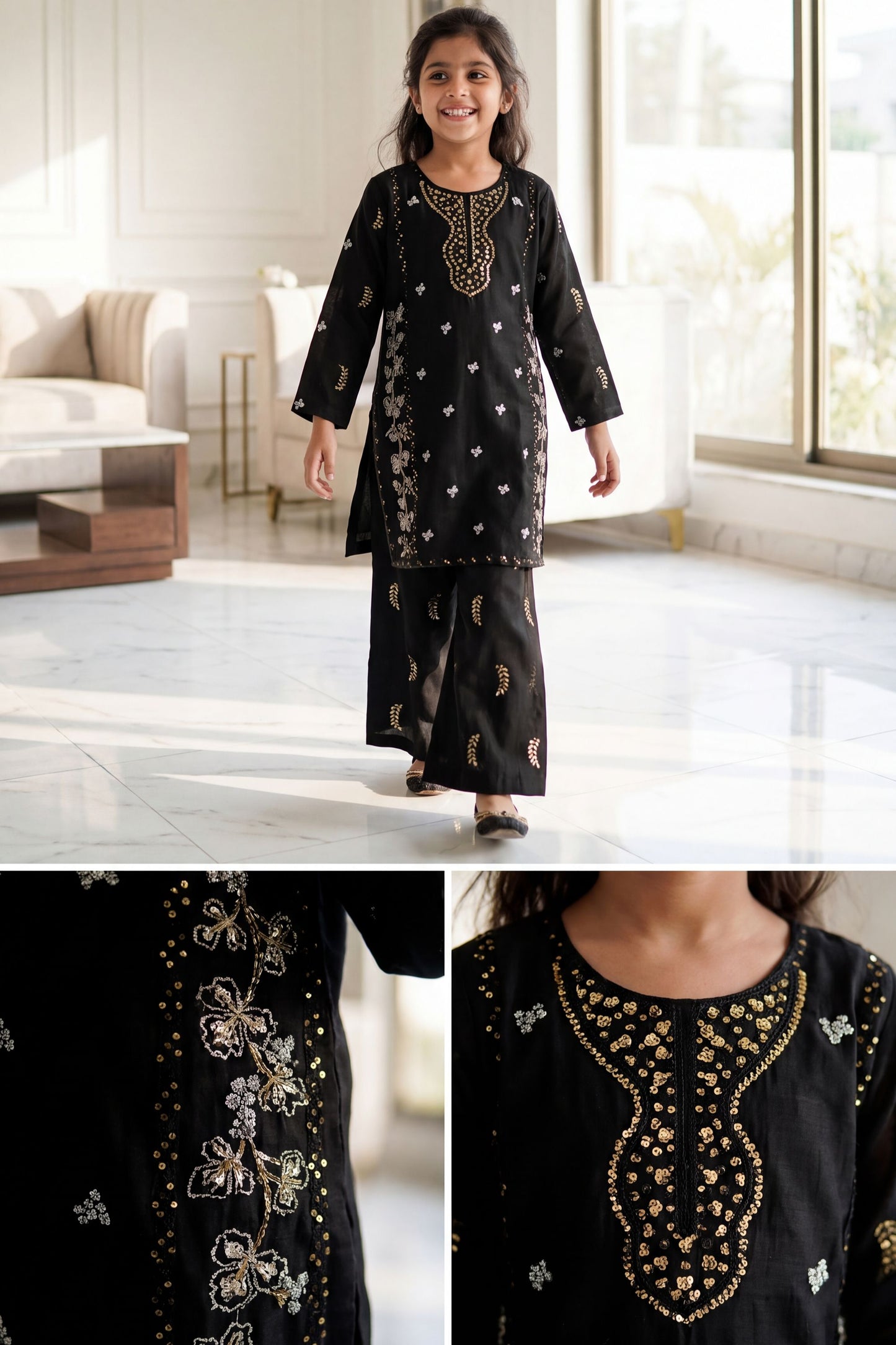 [NEW ARRIVAL] SEHAR -Jet Black Metallic Embroidered 2-Piece