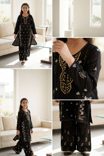 [NEW ARRIVAL] SEHAR -Jet Black Metallic Embroidered 2-Piece