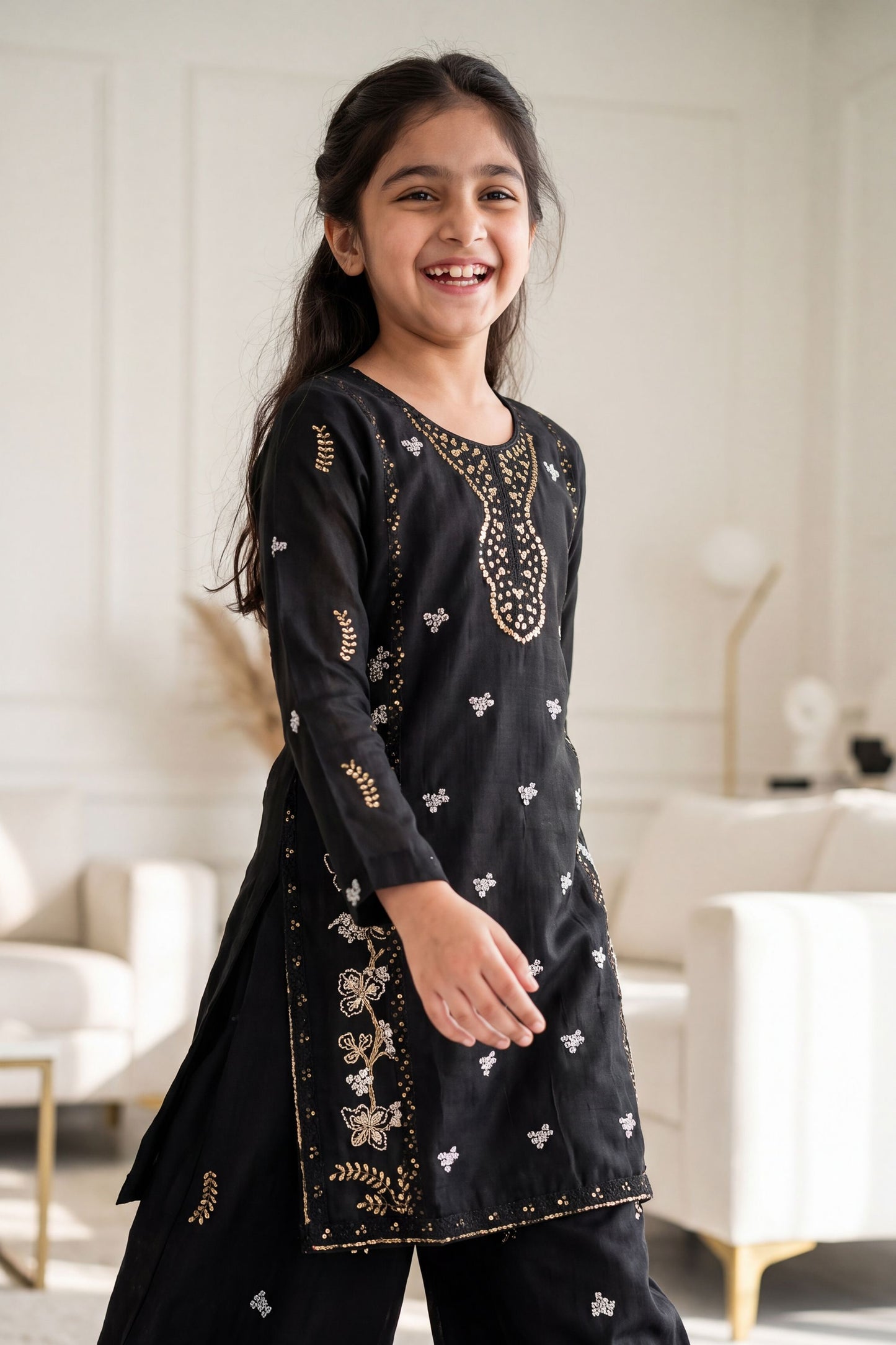 [NEW ARRIVAL] SEHAR -Jet Black Metallic Embroidered 2-Piece