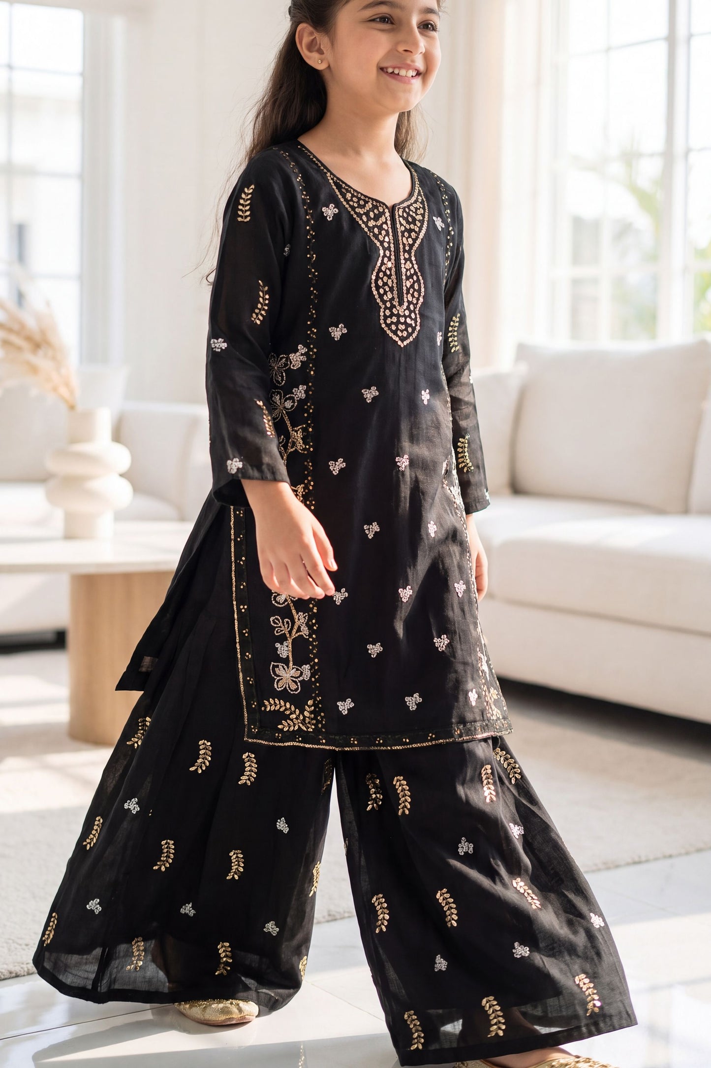 [NEW ARRIVAL] SEHAR -Jet Black Metallic Embroidered 2-Piece