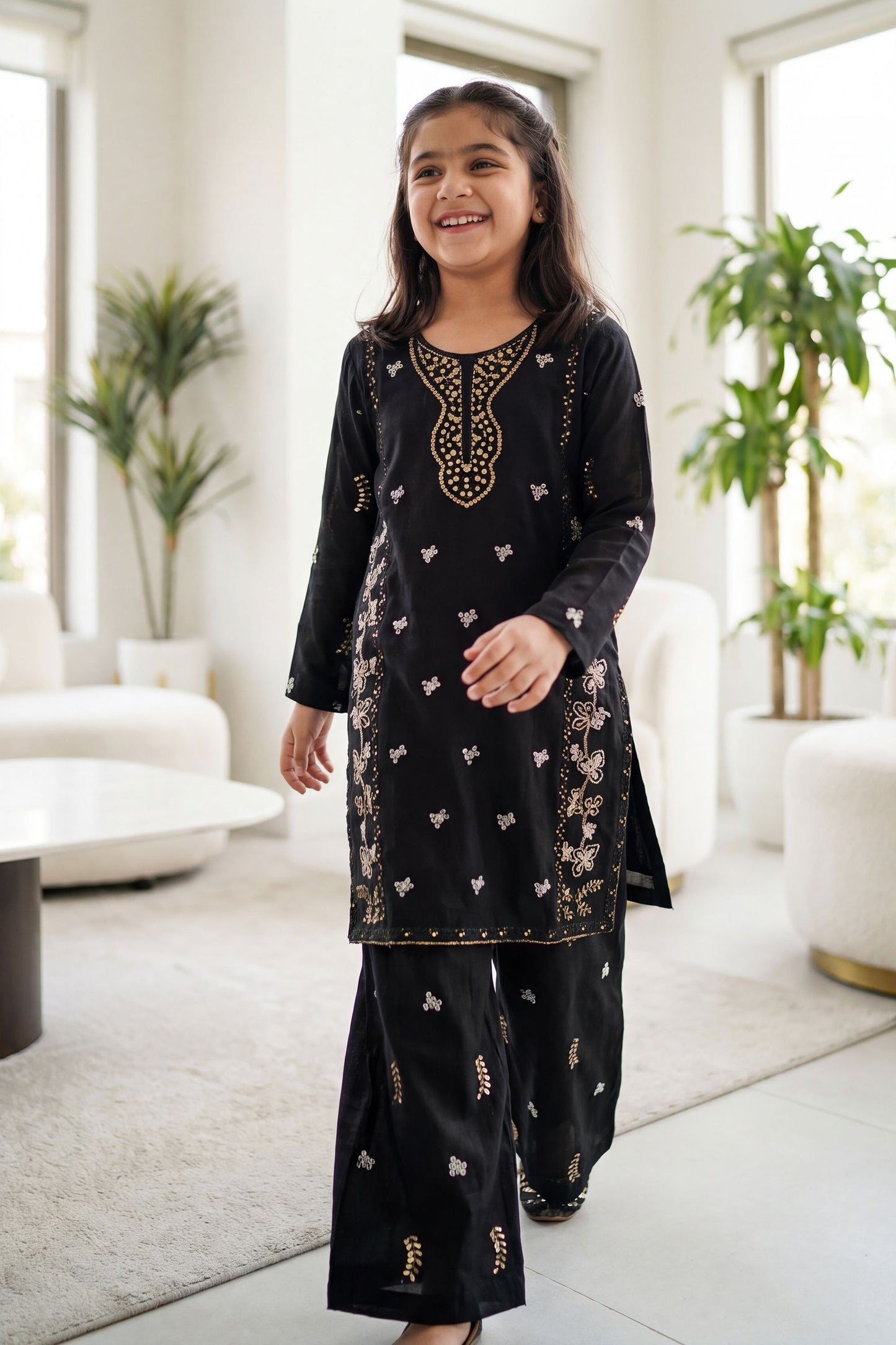 [NEW ARRIVAL] SEHAR -Jet Black Metallic Embroidered 2-Piece