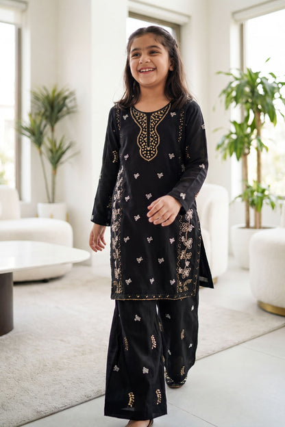 [NEW ARRIVAL] SEHAR -Jet Black Metallic Embroidered 2-Piece