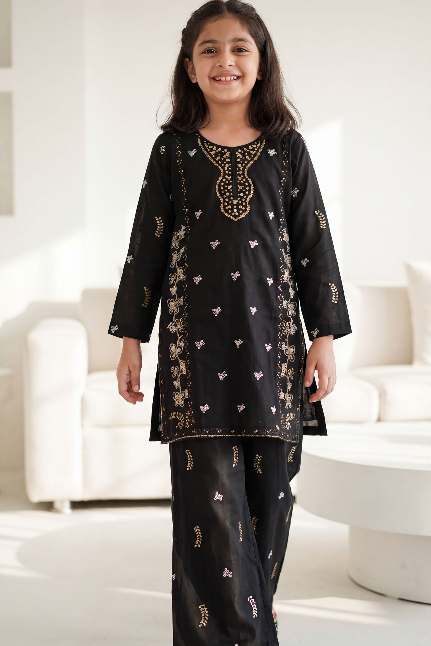 [NEW ARRIVAL] SEHAR -Jet Black Metallic Embroidered 2-Piece