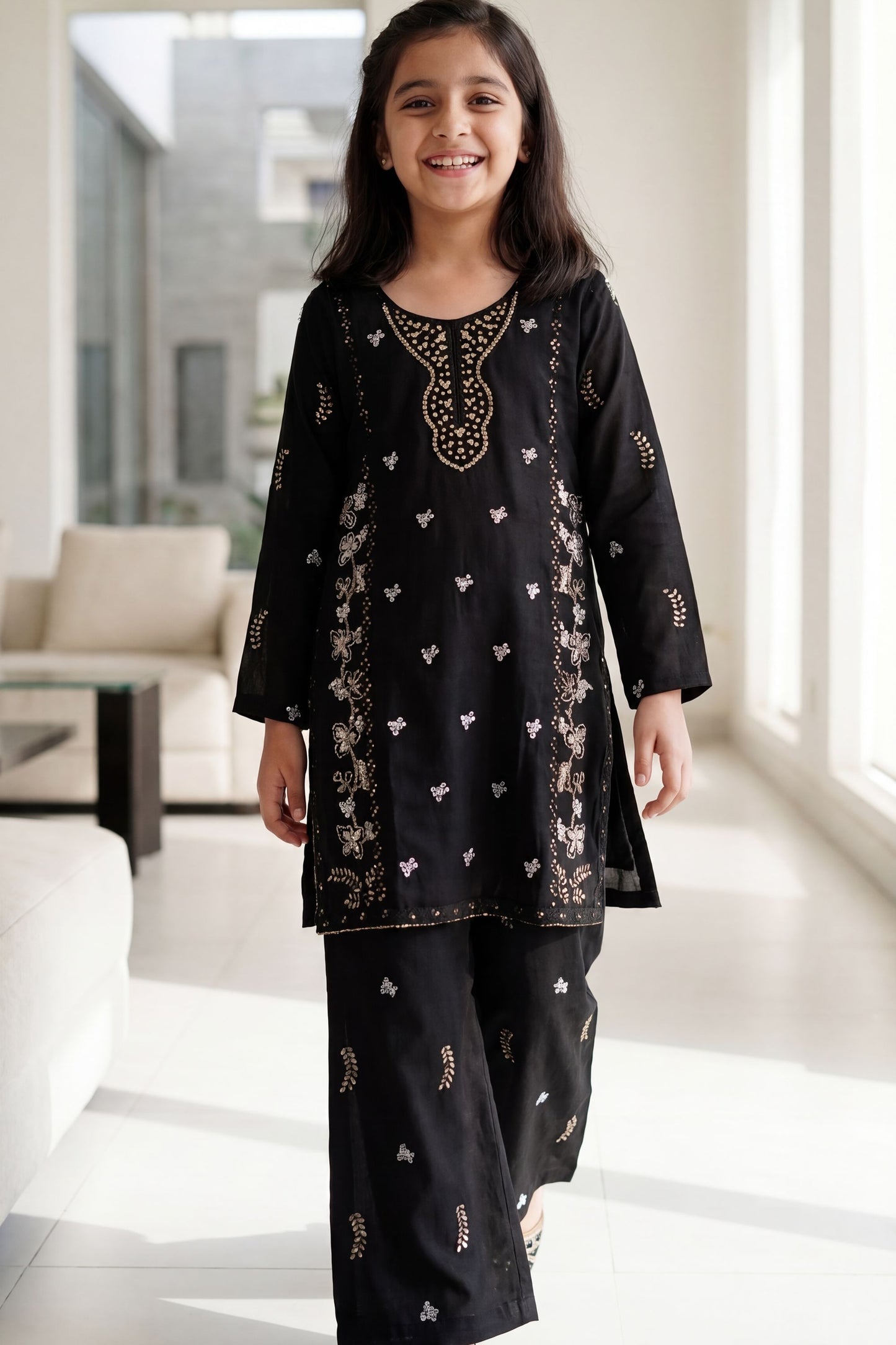 [NEW ARRIVAL] SEHAR -Jet Black Metallic Embroidered 2-Piece