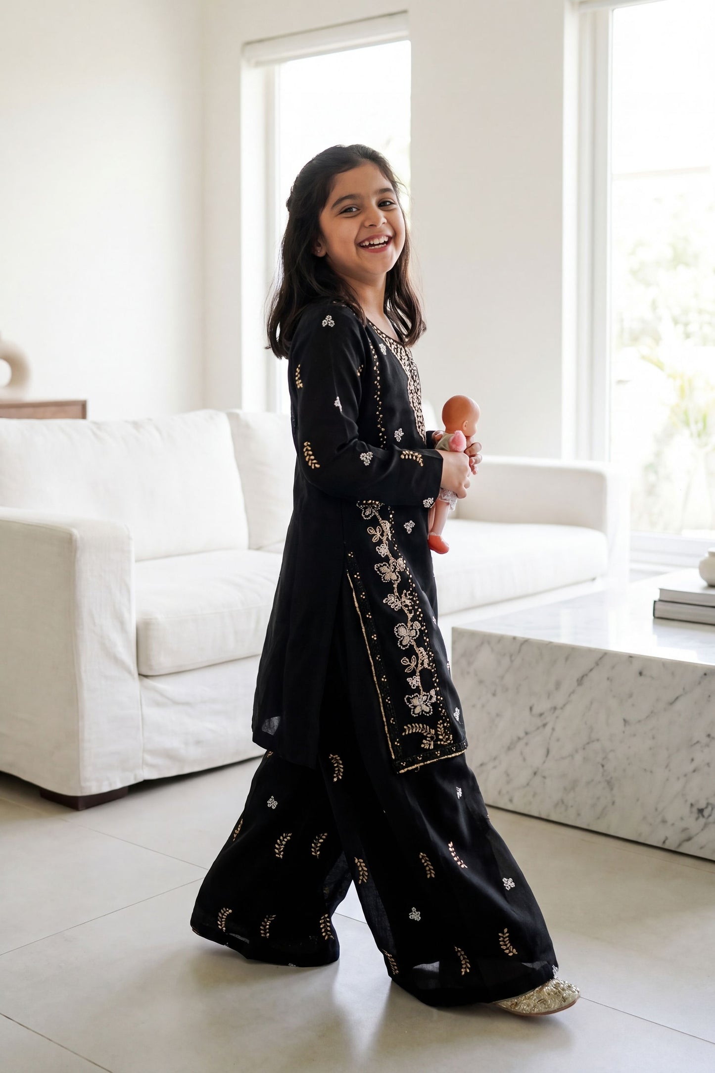 [NEW ARRIVAL] SEHAR -Jet Black Metallic Embroidered 2-Piece
