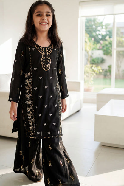 [NEW ARRIVAL] SEHAR -Jet Black Metallic Embroidered 2-Piece