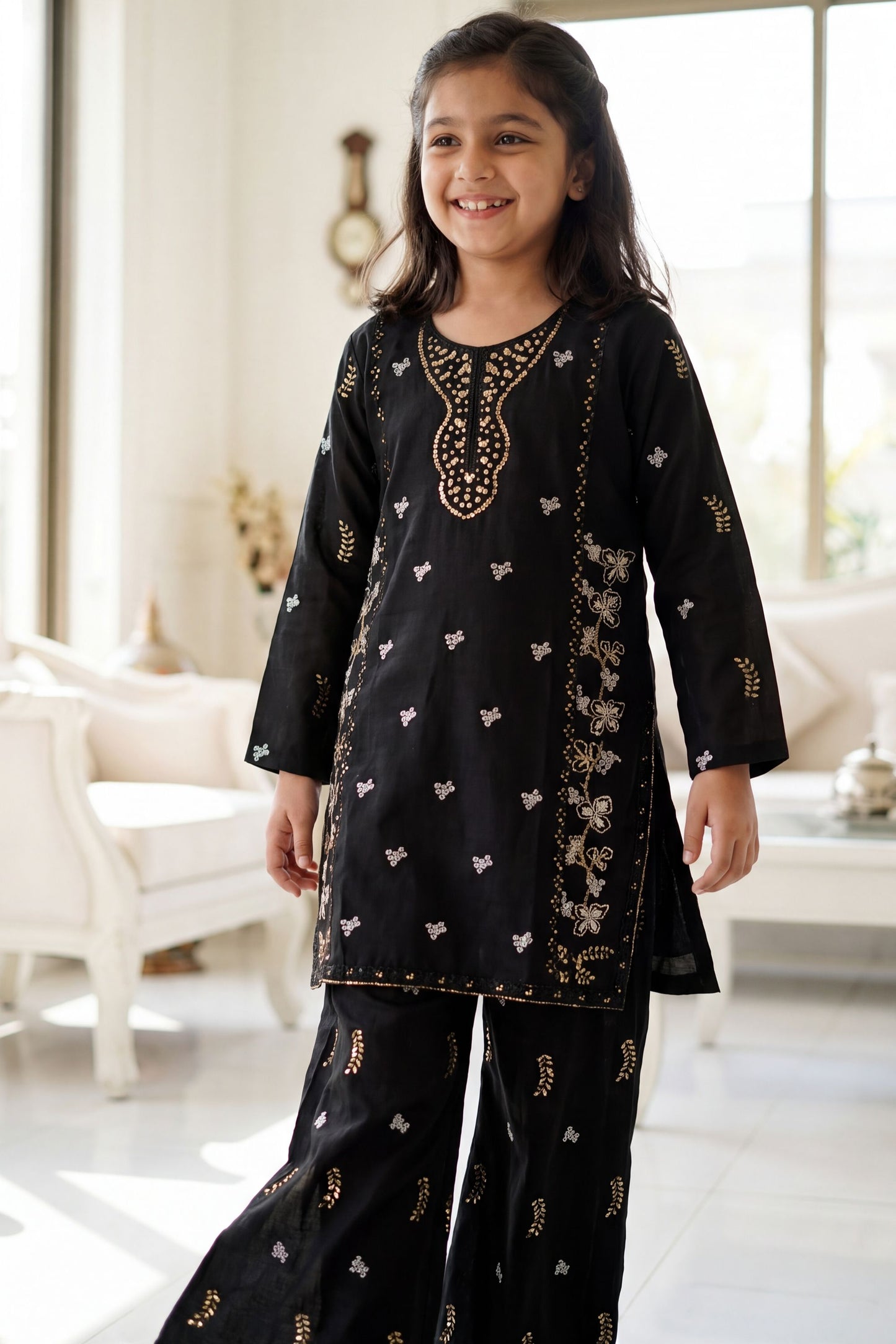 [NEW ARRIVAL] SEHAR -Jet Black Metallic Embroidered 2-Piece
