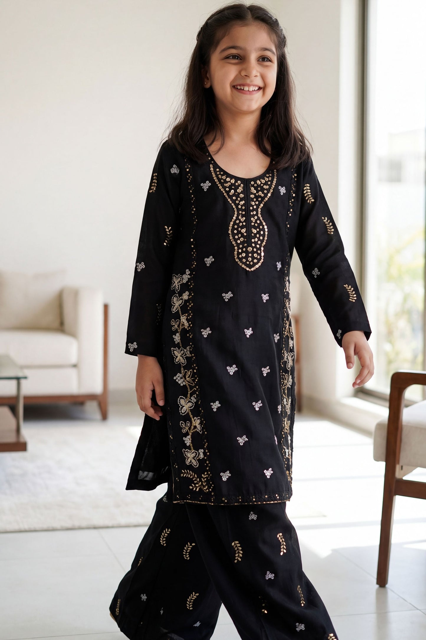 [NEW ARRIVAL] SEHAR -Jet Black Metallic Embroidered 2-Piece