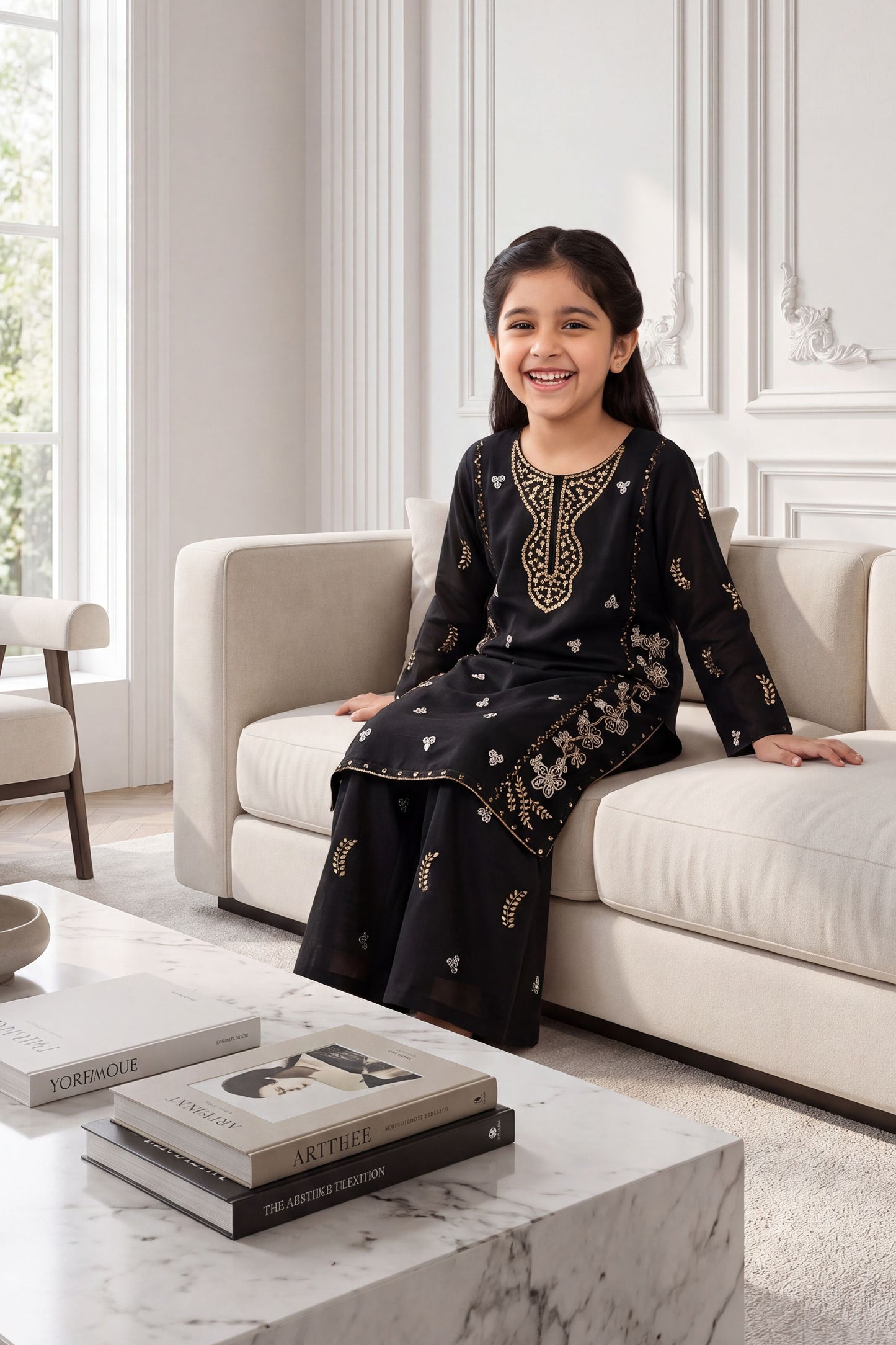 [NEW ARRIVAL] SEHAR -Jet Black Metallic Embroidered 2-Piece