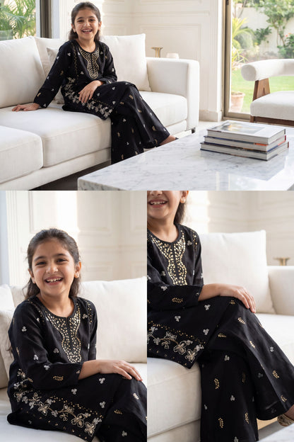 [NEW ARRIVAL] SEHAR -Jet Black Metallic Embroidered 2-Piece