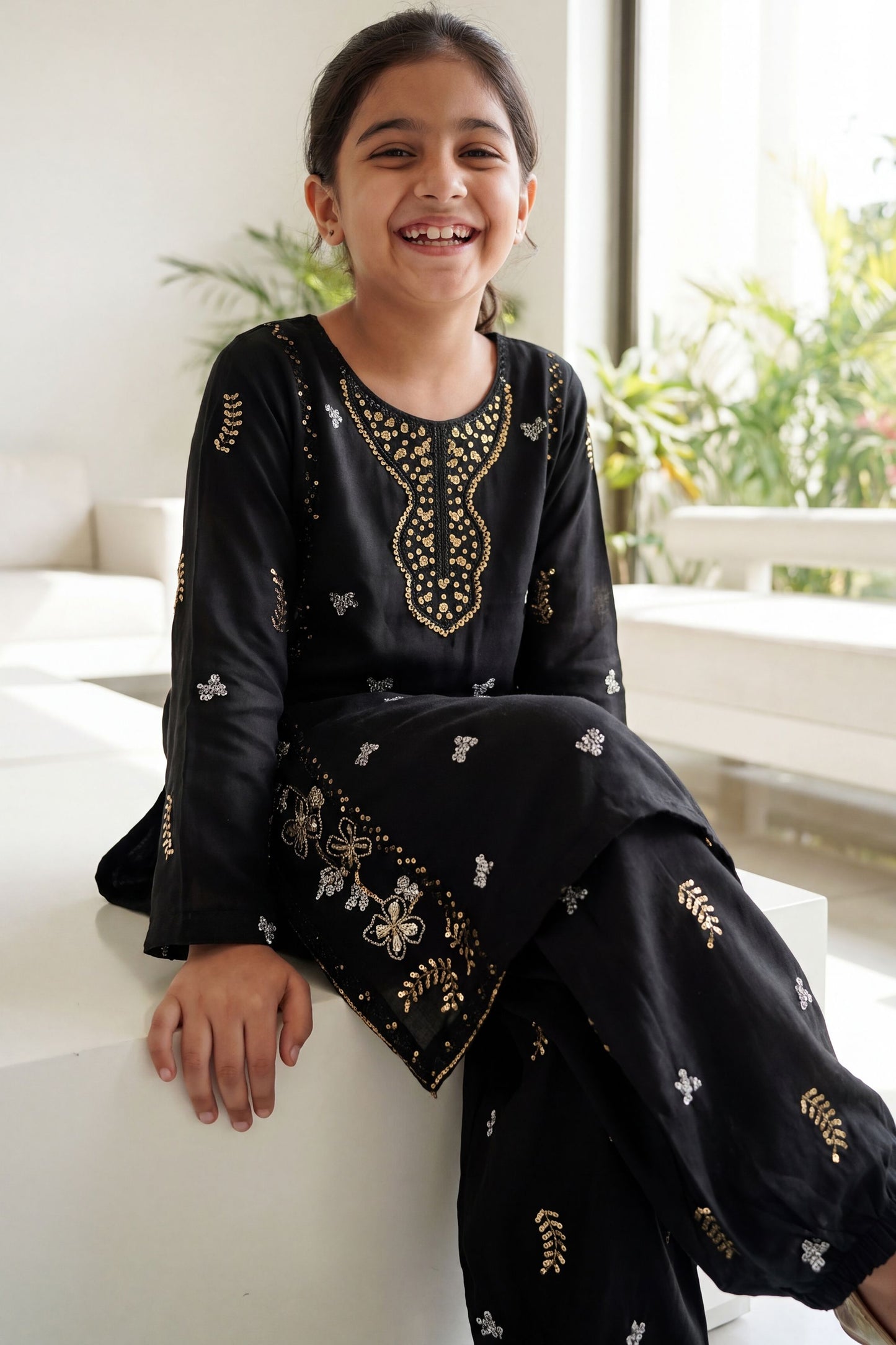 [NEW ARRIVAL] SEHAR -Jet Black Metallic Embroidered 2-Piece