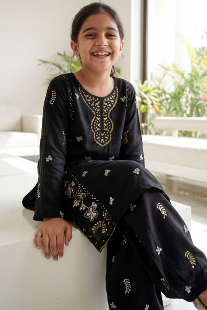 [NEW ARRIVAL] SEHAR -Jet Black Metallic Embroidered 2-Piece