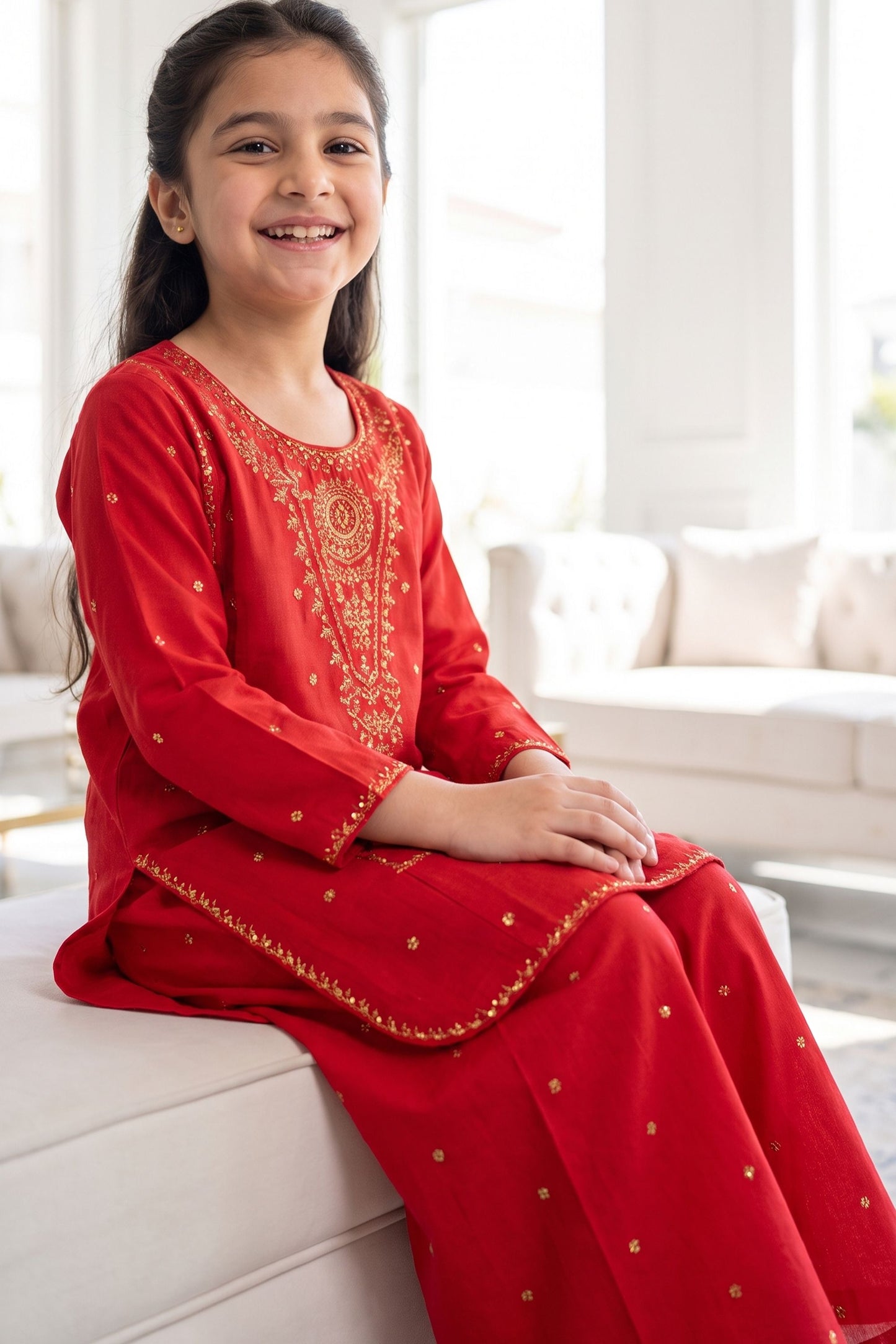 NEW ARRIVAL] NOOR- Crimson Red Embroidered Lawn 2-Piece Suit