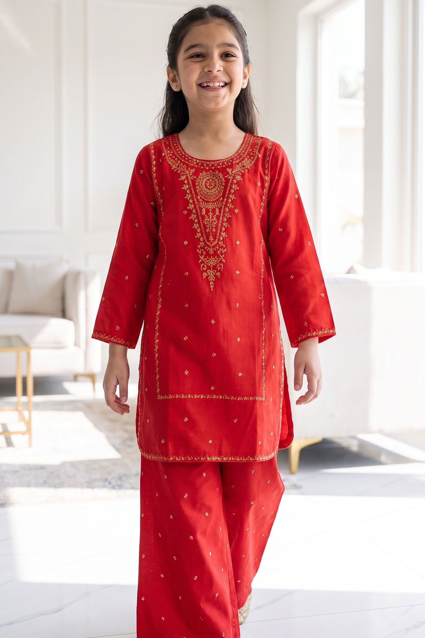 NEW ARRIVAL] NOOR- Crimson Red Embroidered Lawn 2-Piece Suit