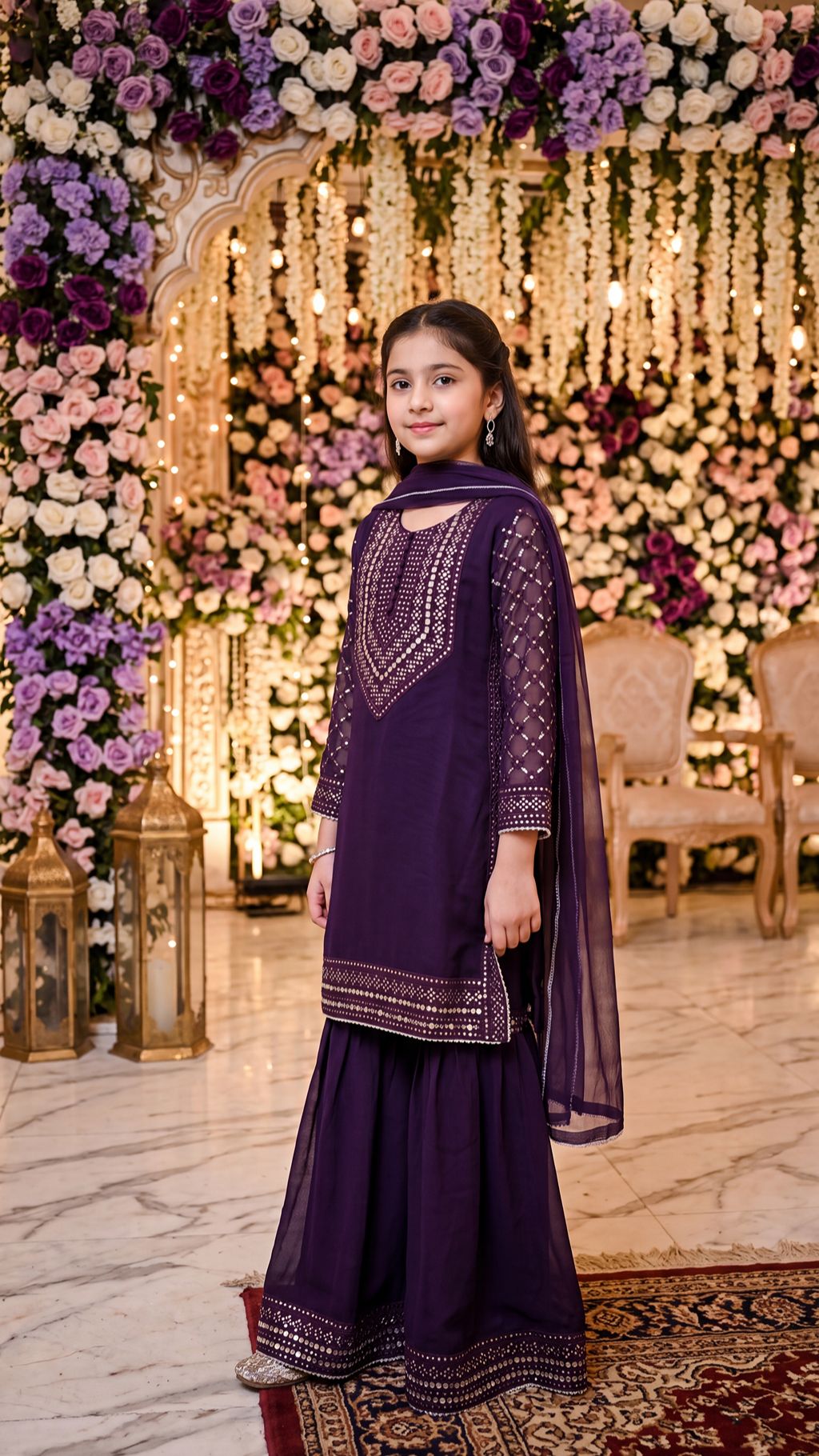 SAMEEN-Royal Plum Embellished Festive Suit
