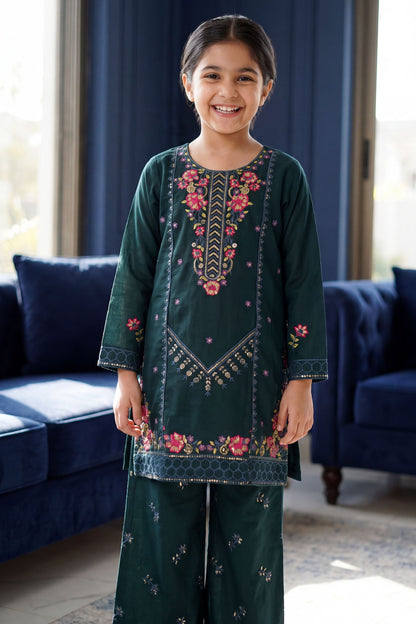 [NEW ARRIVAL] ALISHA-Bottle Green Floral Embroidered 2-pc suit