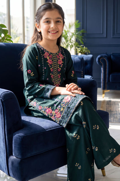 [NEW ARRIVAL] ALISHA-Bottle Green Floral Embroidered 2-pc suit