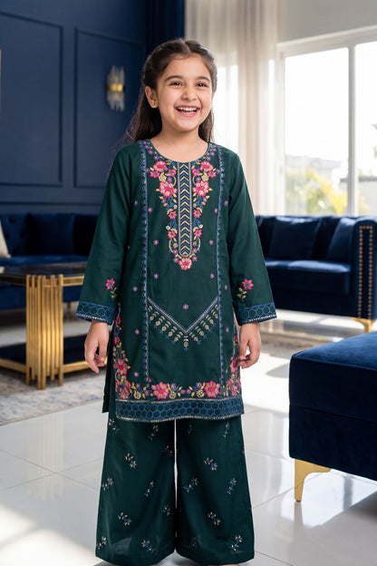 [NEW ARRIVAL] ALISHA-Bottle Green Floral Embroidered 2-pc suit